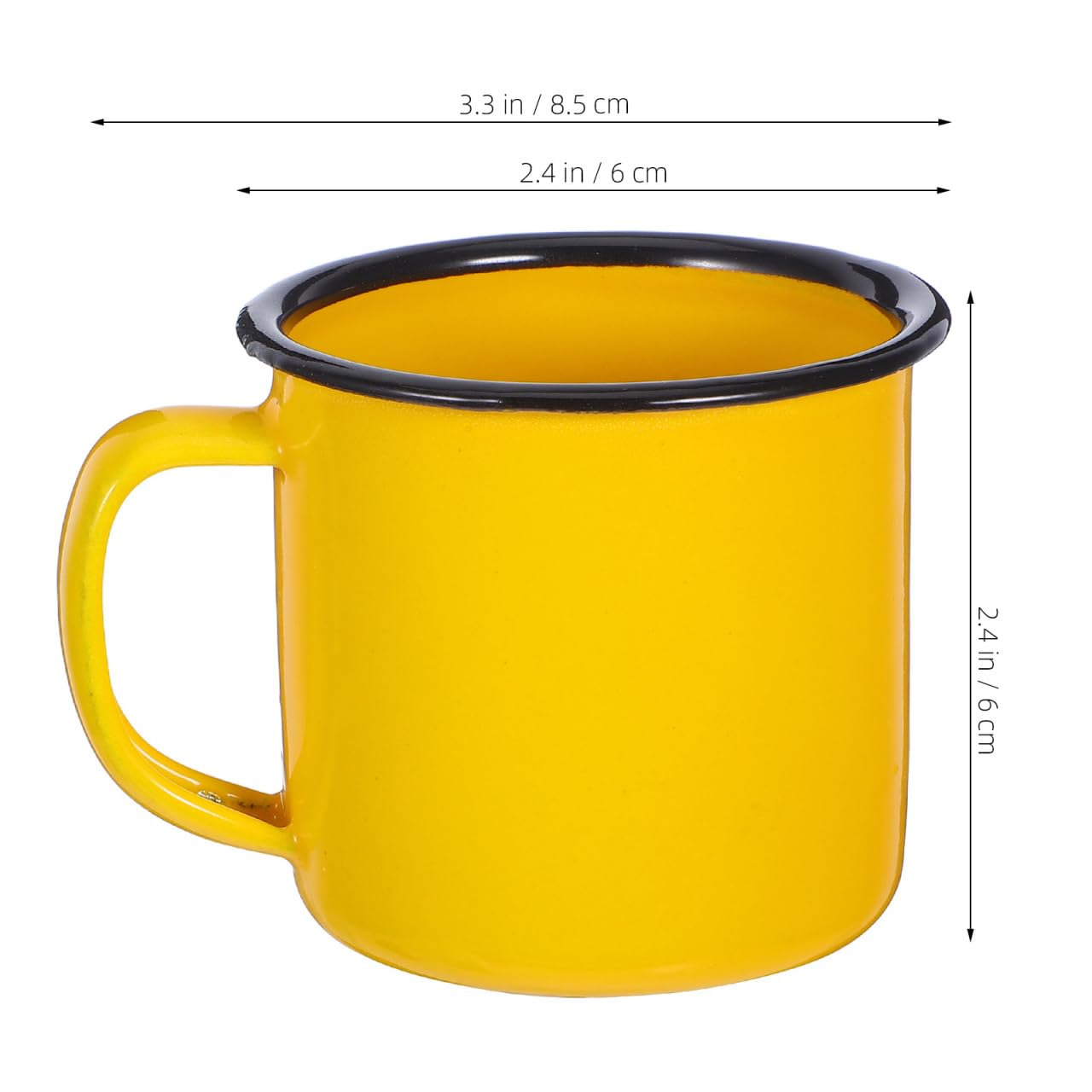 PRETYZOOM ergonomic-handle enamel mug provides a comfortable grip while sipping.