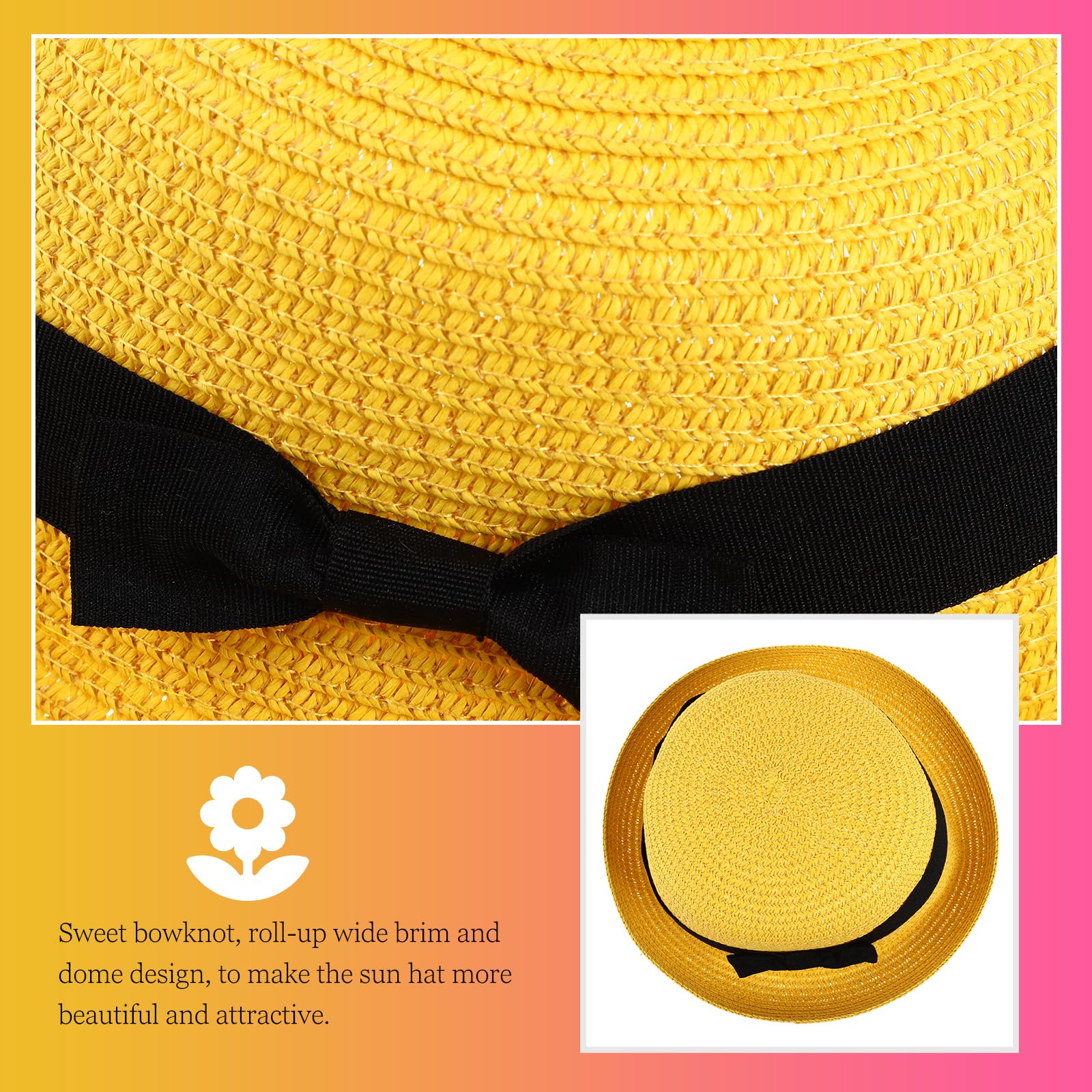 PRETYZOOM foldable straw hat with roll-up brim for versatile shade