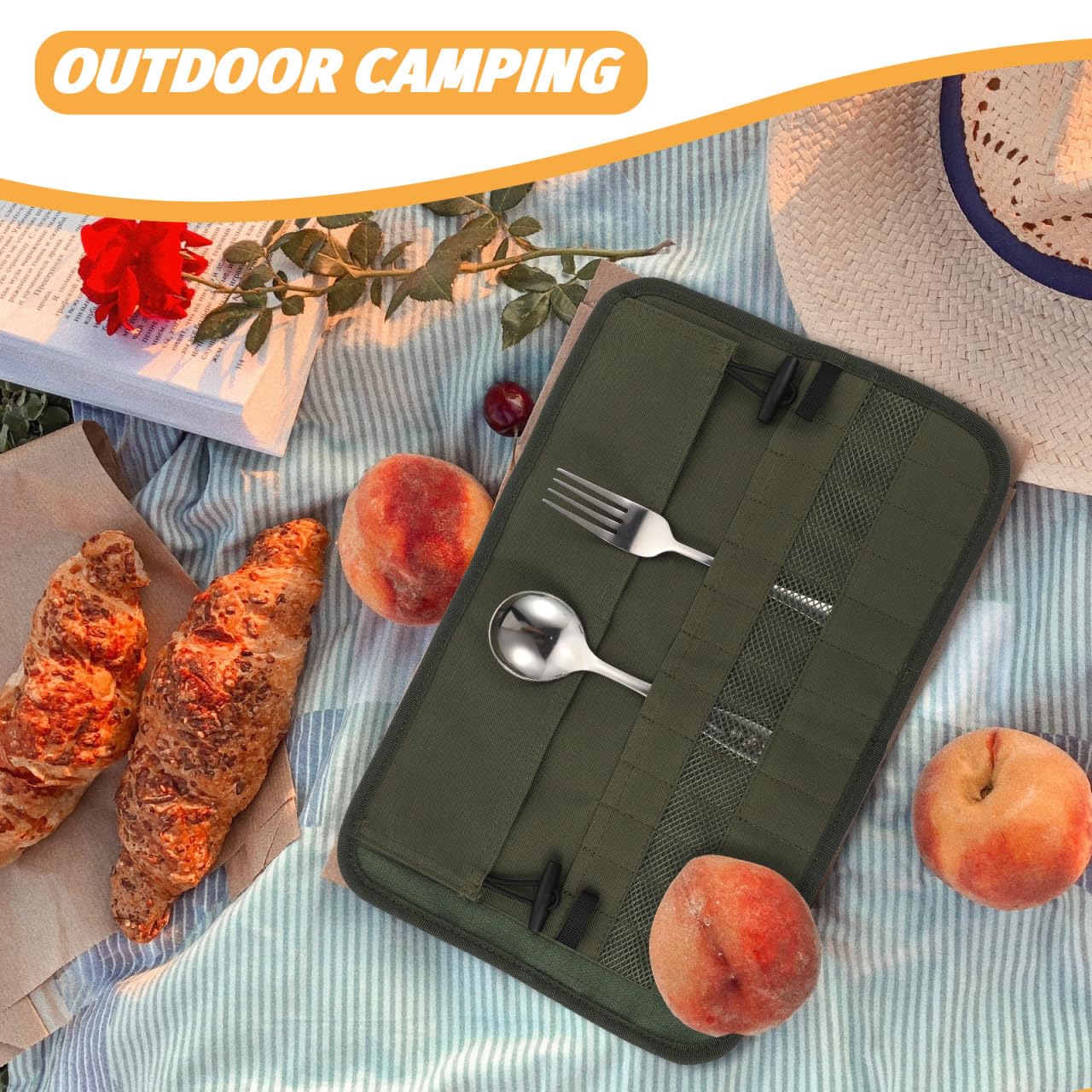 PRETYZOOM green picnic bag ready for beach or park outings.