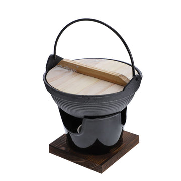 PRETYZOOM outdoor cast iron sukiyaki pot ready for open-fire cooking