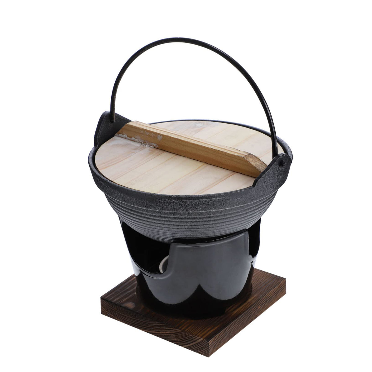 PRETYZOOM outdoor cast iron sukiyaki pot ready for open-fire cooking