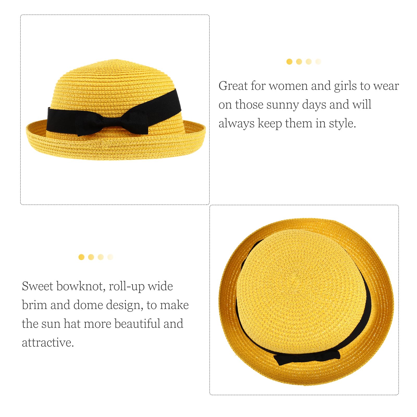 PRETYZOOM yellow straw hat complements beachwear and casual outfits