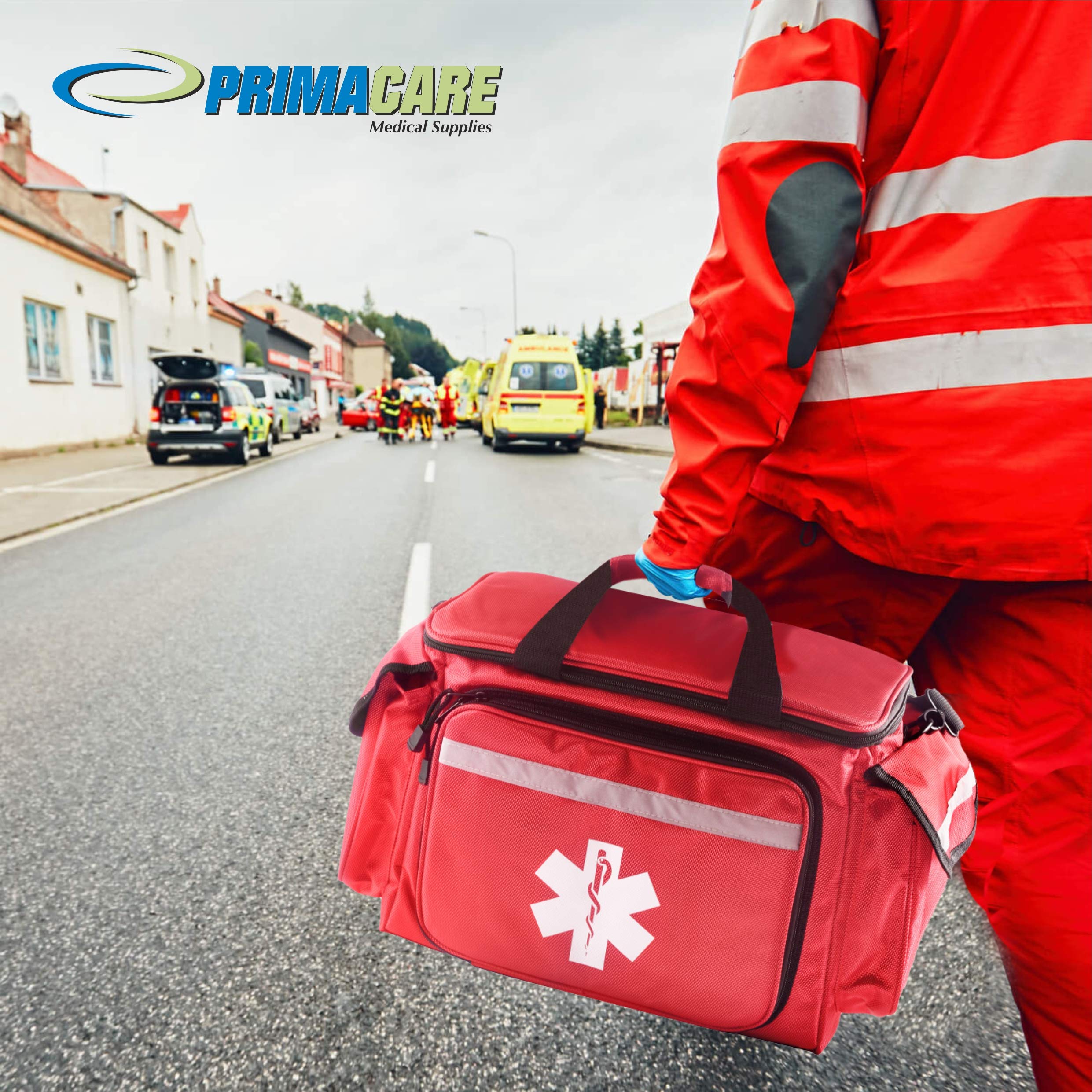 Primacare KB-1088 trauma bag reflective strips for high visibility