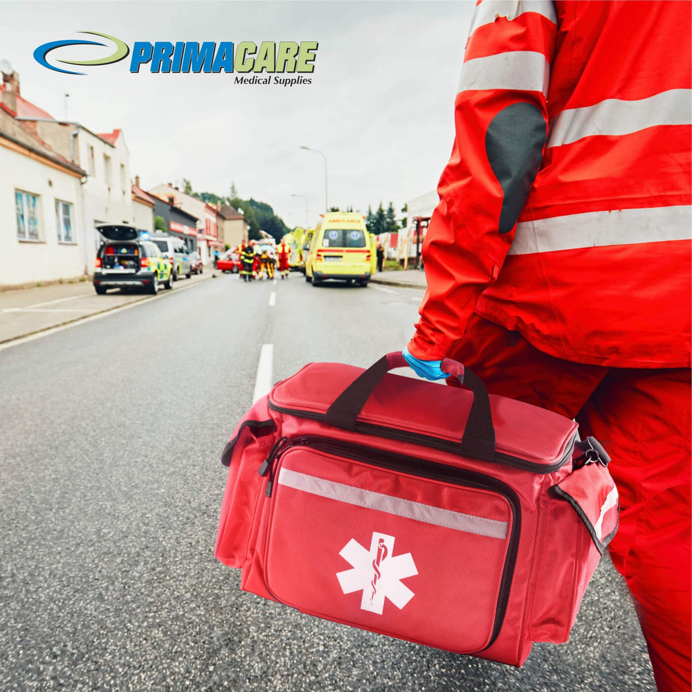 Primacare KB-1088 trauma bag reflective strips for high visibility