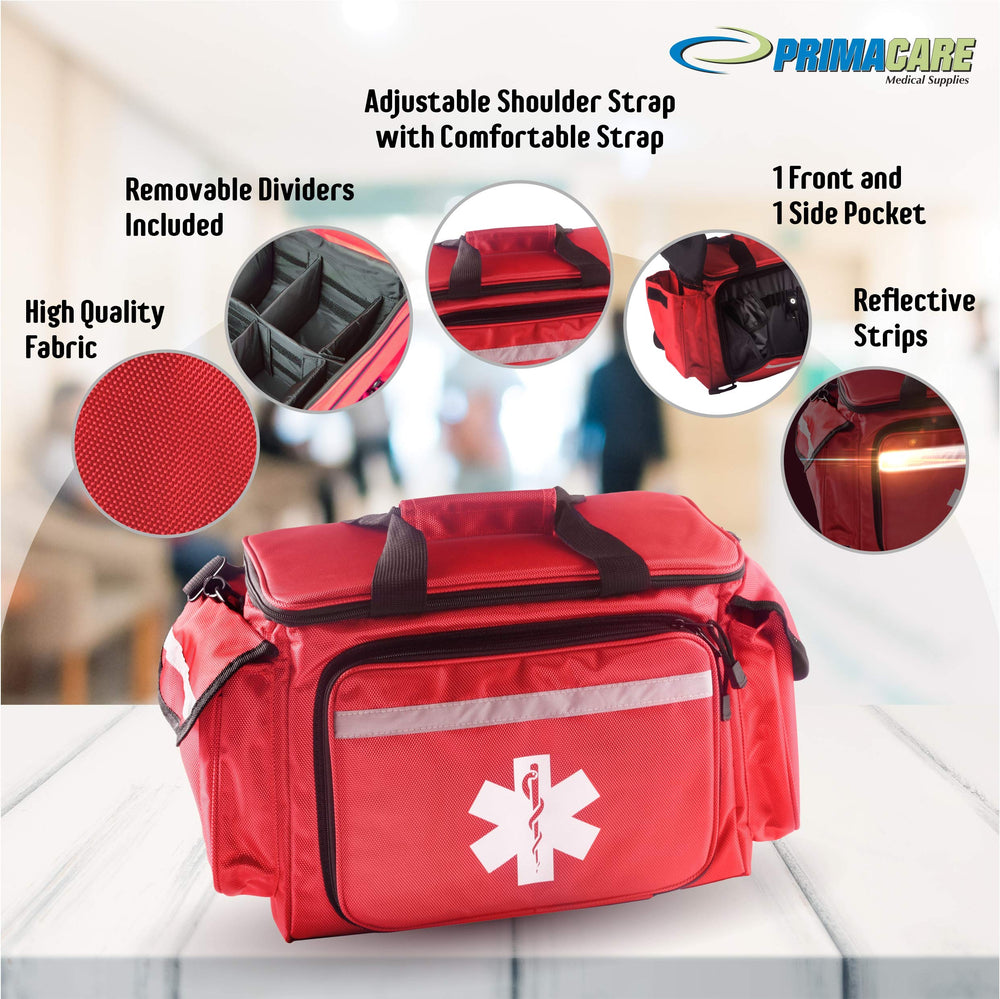 Primacare KB-1088 trauma bag side pockets for extra storage