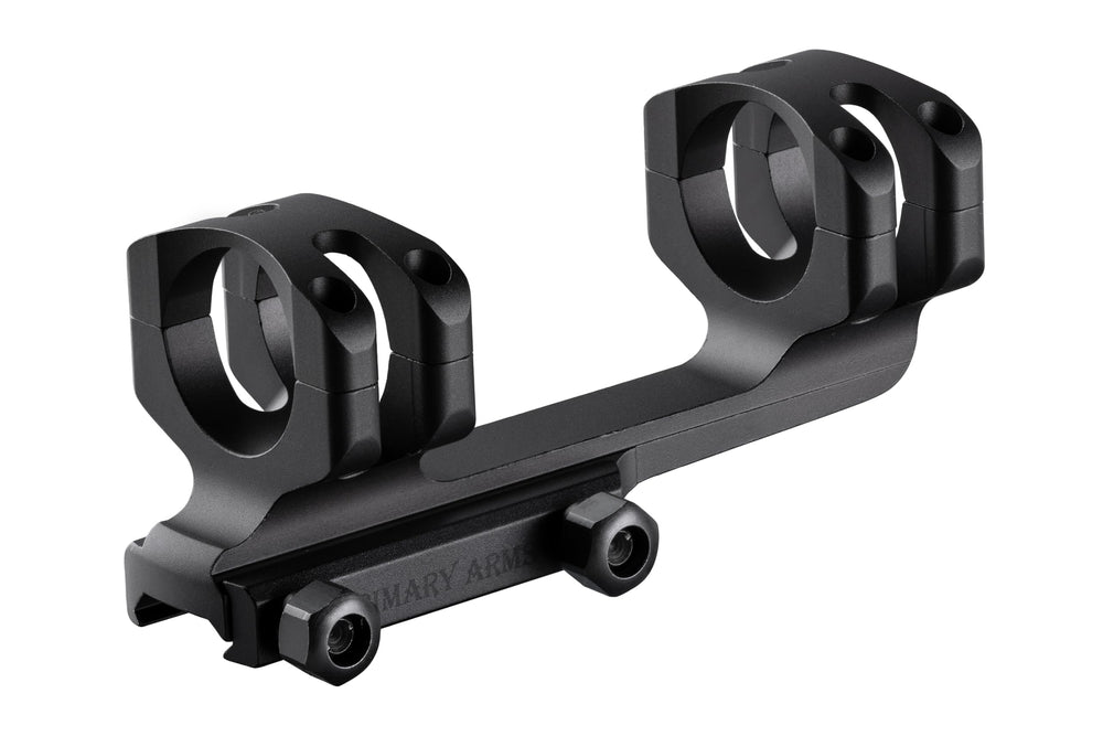 Primary Arms GLx 30mm cantilever scope mount attached to rail demonstrating secure recoil lug design.