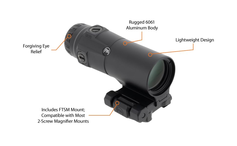 Primary Arms GLx 6X magnifier rugged 6061-T6 aluminum body for field use.