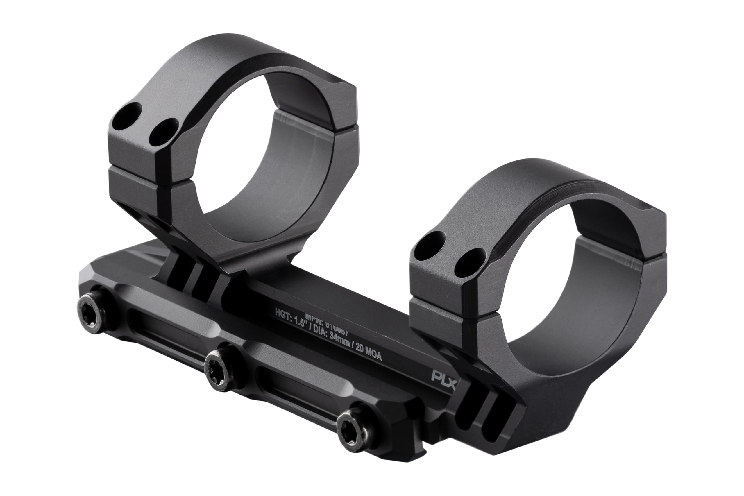 Primary Arms PLx 34mm mount with 20 MOA cant, enabling extended elevation.