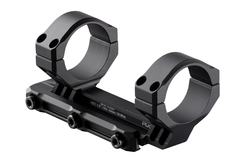 Primary Arms PLx 34mm mount with 20 MOA cant, enabling extended elevation.