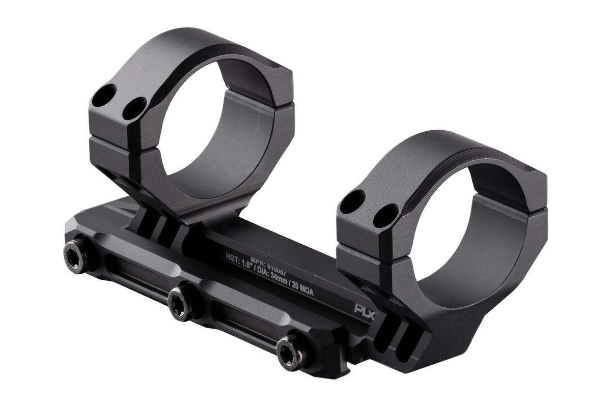Primary Arms PLx 34mm mount with 20 MOA cant, enabling extended elevation.
