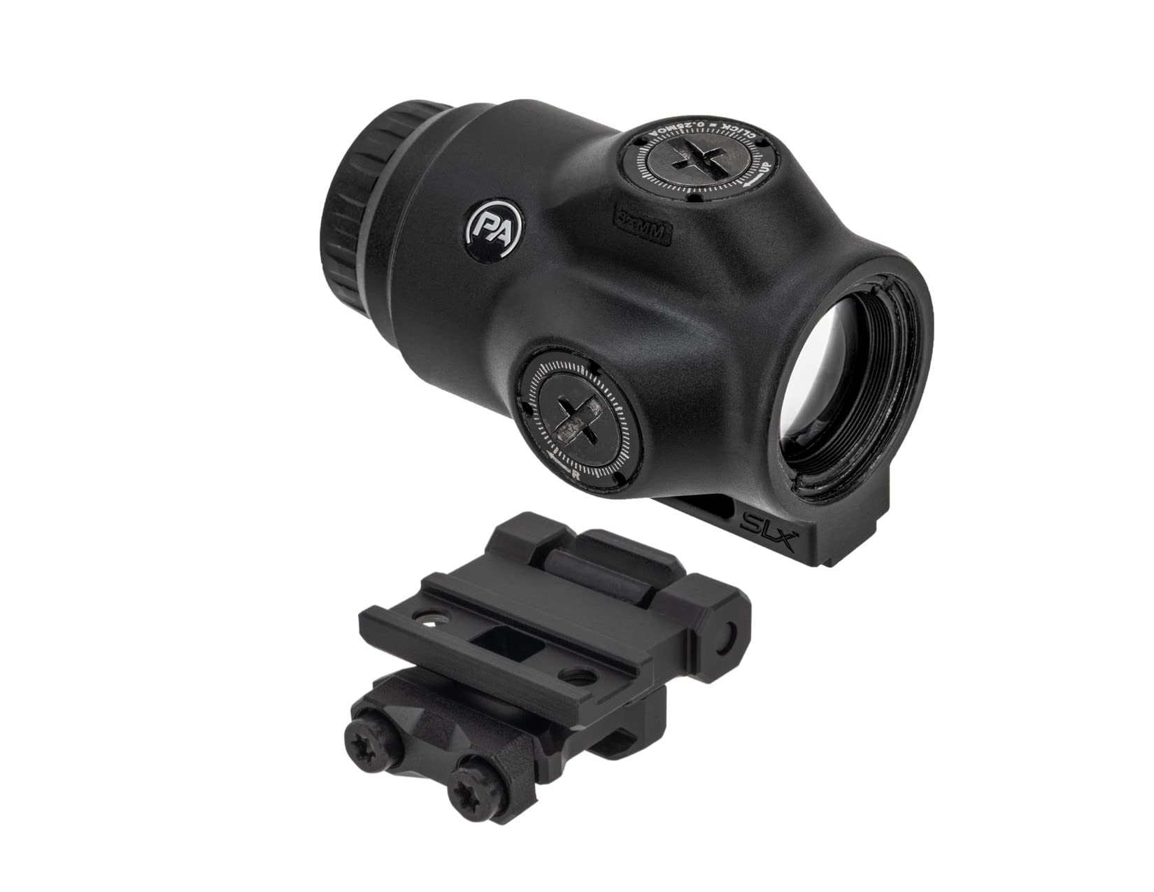 Primary Arms SLX 3x magnifier close-up showing compact lens and 3x zoom capability for quick target acquisition