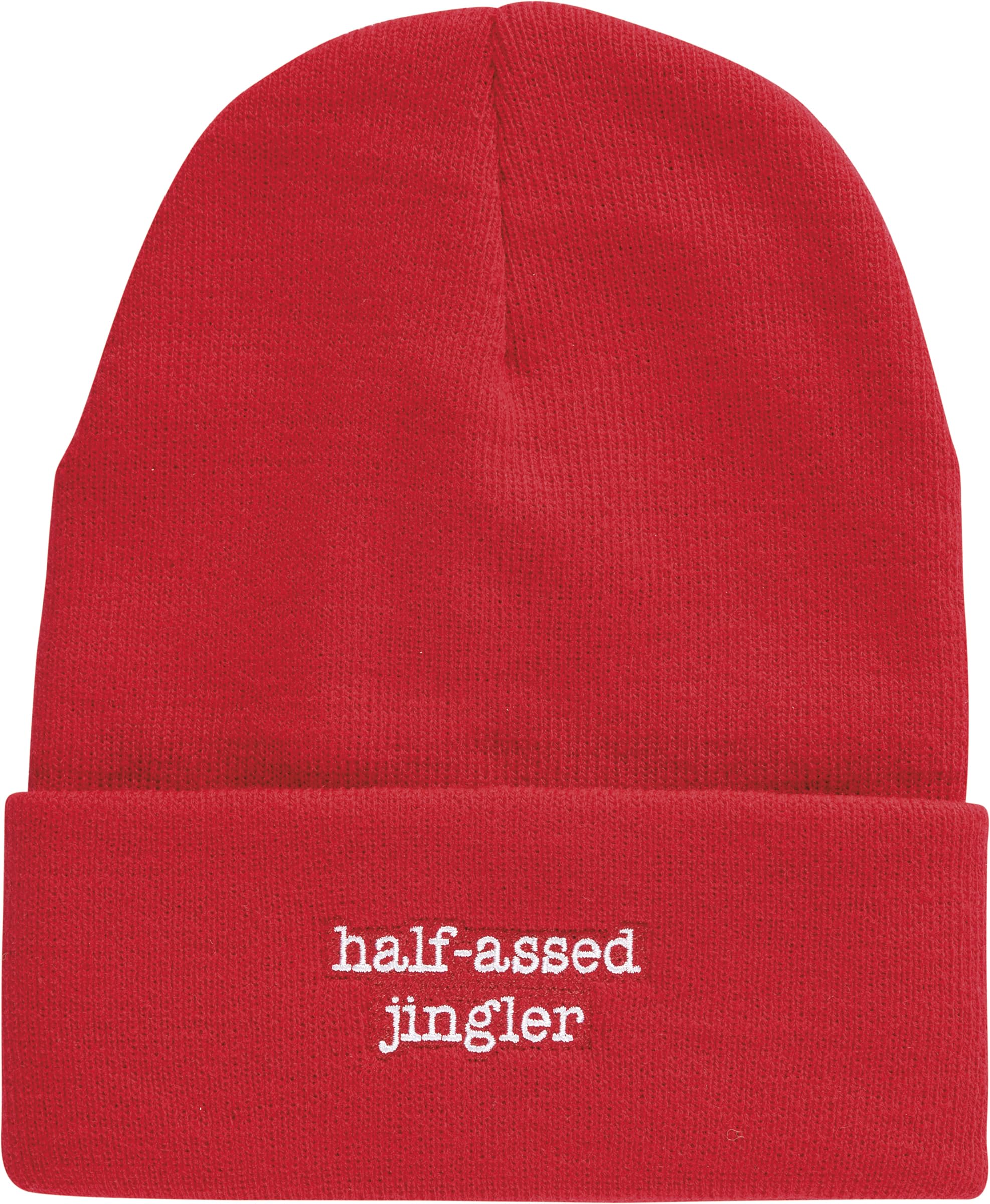 Primitives by Kathy Half-Assed Jingler beanie in red knit for festive warmth