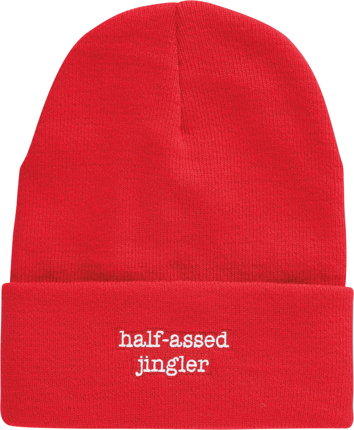 Primitives by Kathy Half-Assed Jingler beanie in red knit for festive warmth
