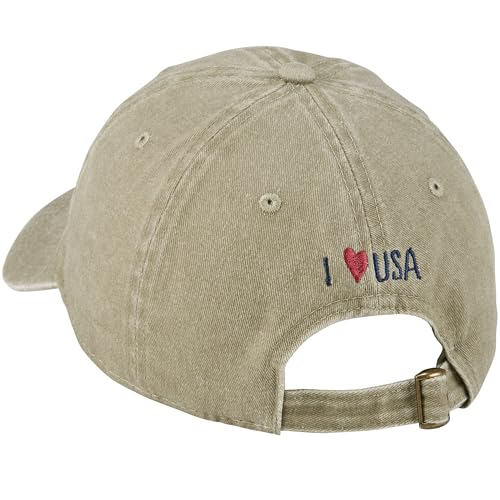 Primitives by Kathy I Love USA cap back view showing embroidered sentiment for versatile wear