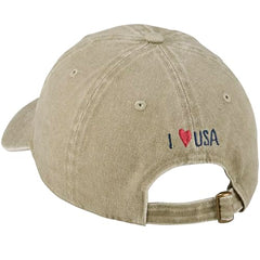 Primitives by Kathy I Love USA cap back view showing embroidered sentiment for versatile wear