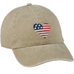 Primitives by Kathy I Love USA cap front view with heart-flag design for daily patriotism