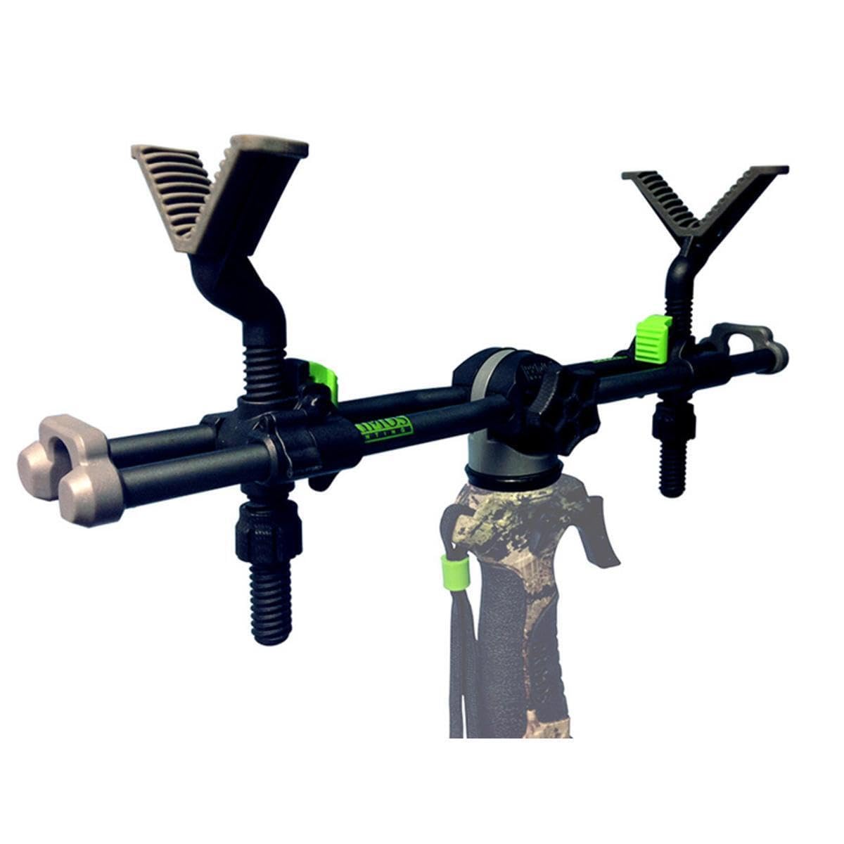 Primos 65808 2-Point Gun Rest Trigger Stick Attachment mounted on a tripod