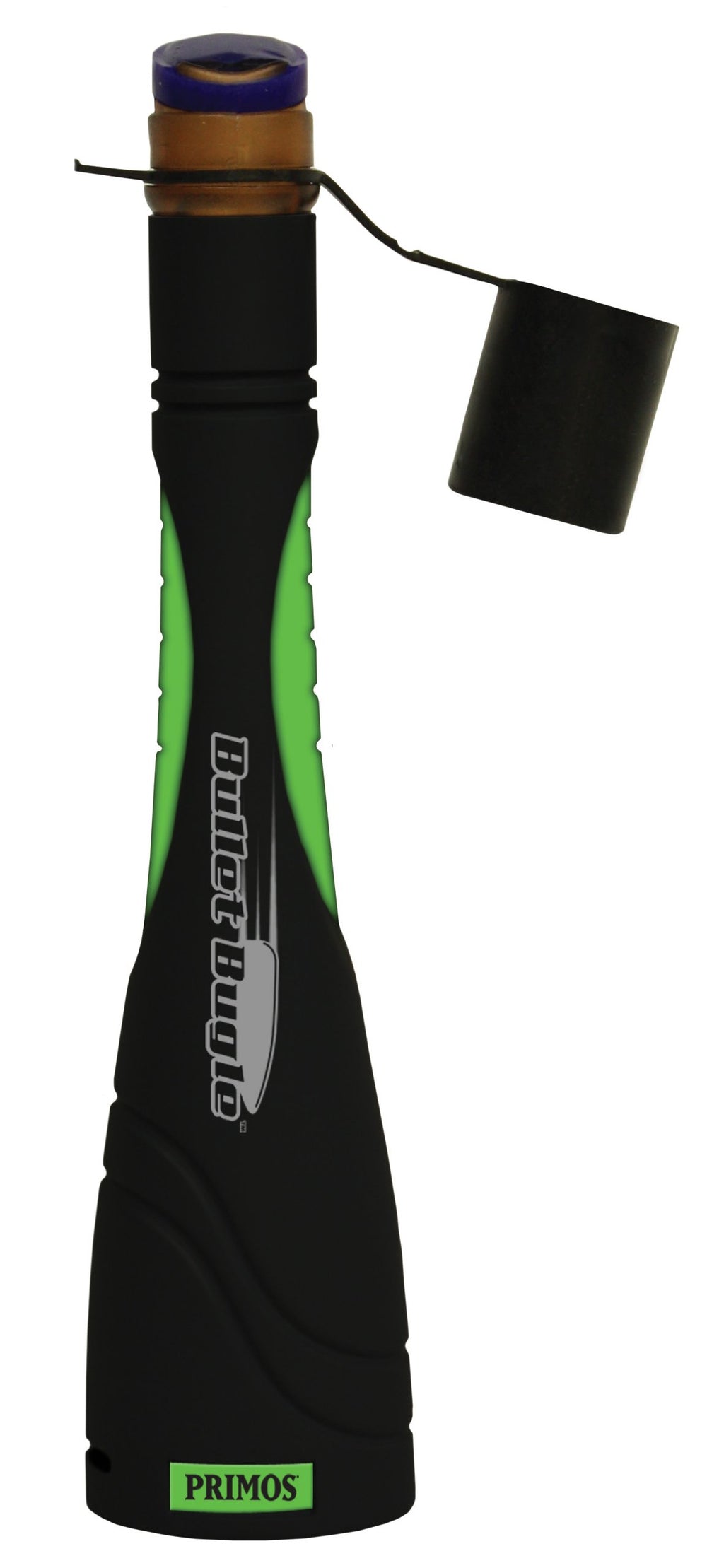 PRIMOS Bullet Bugle elk call held for field use, highlighting its compact design.