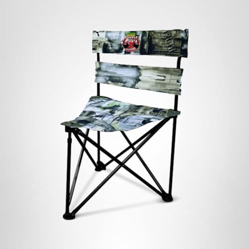 Primos Double Bull Tri Stool camouflage fabric side view enhances concealment and mobility.
