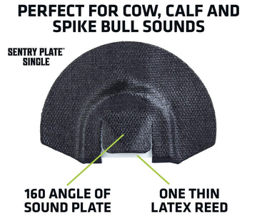 PRIMOS Elk Select 4 Call with Case close-up of the Sentry Plate for cow, calf, and spike sounds