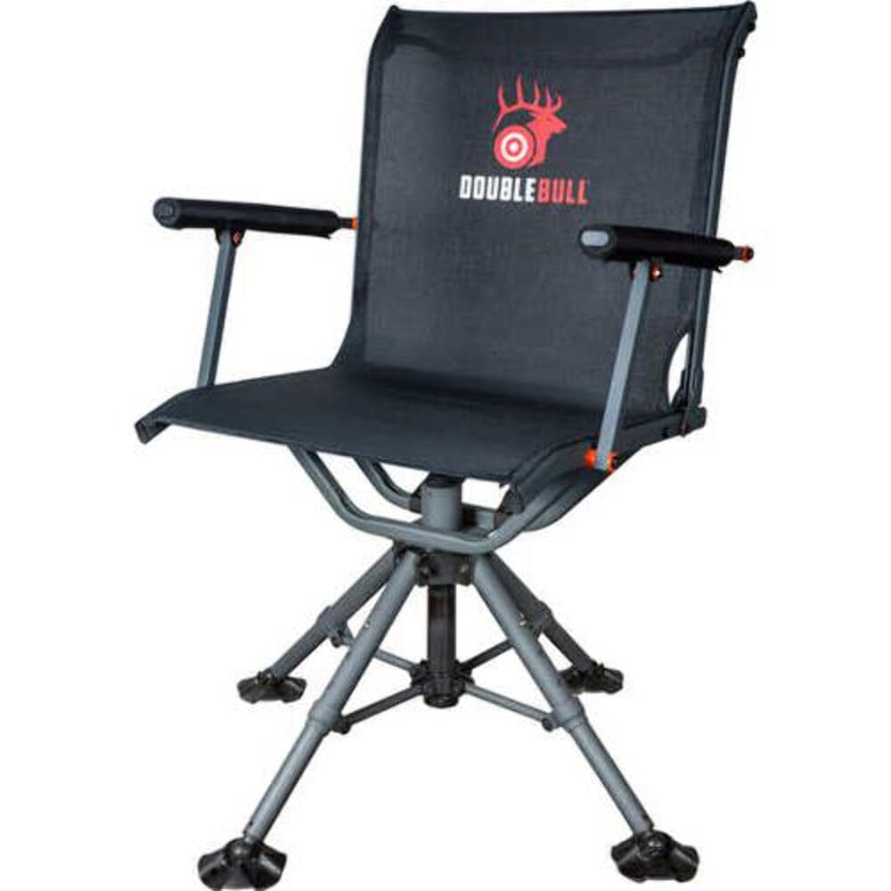 Primos Hunting Double Bull Swivel Chair with adjustable height in a ground blind