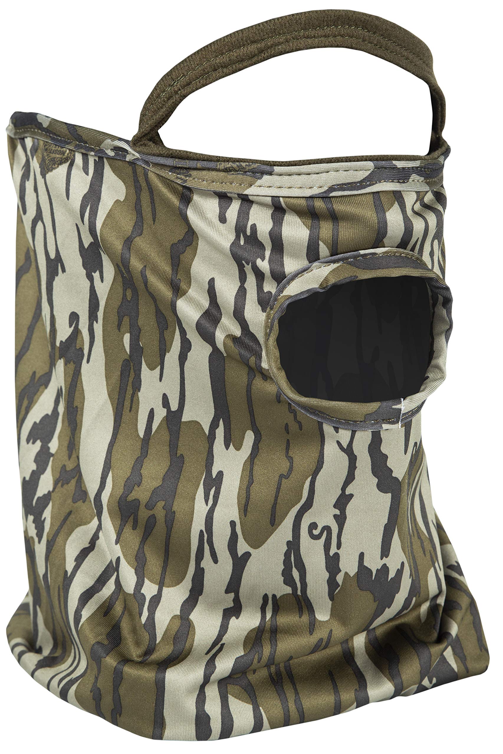 PRIMOS hunting mask in Mossy Oak Bottomland for field concealment.