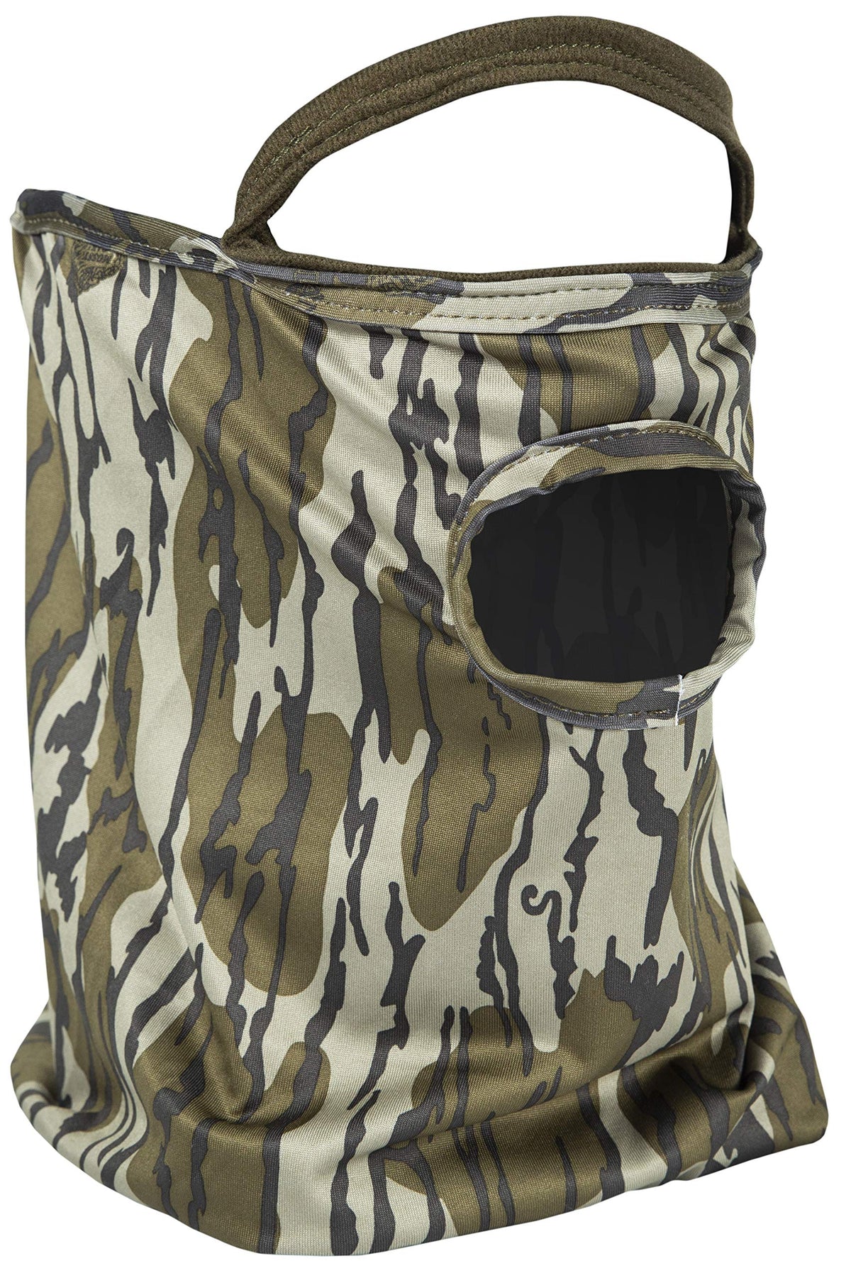 PRIMOS hunting mask in Mossy Oak Bottomland for field concealment.