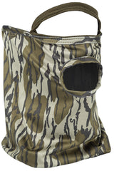 PRIMOS hunting mask in Mossy Oak Bottomland for field concealment.