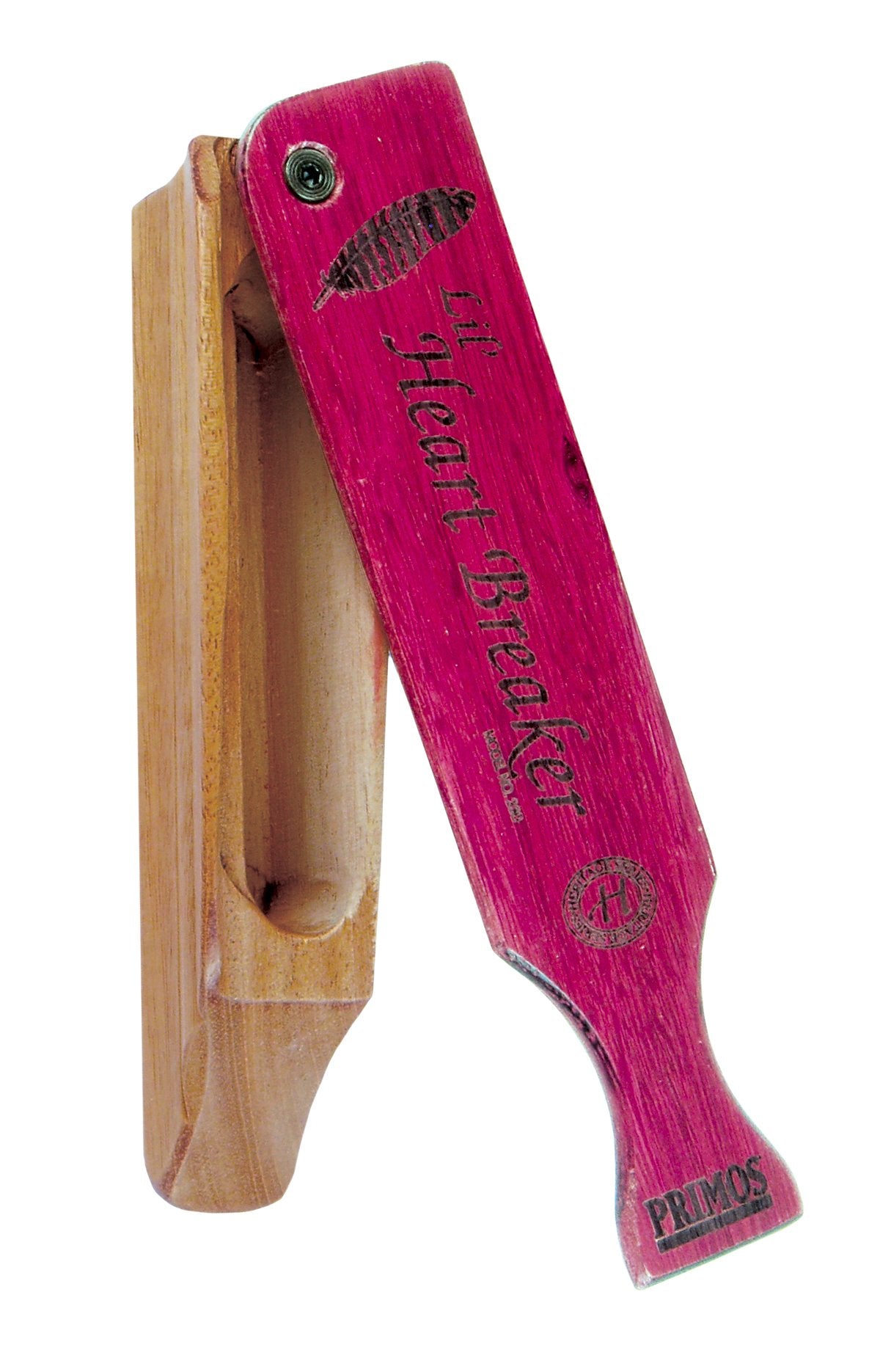 PRIMOS Lil' Heartbreaker turkey box call with purple heart lid for precise high-pitched tones.