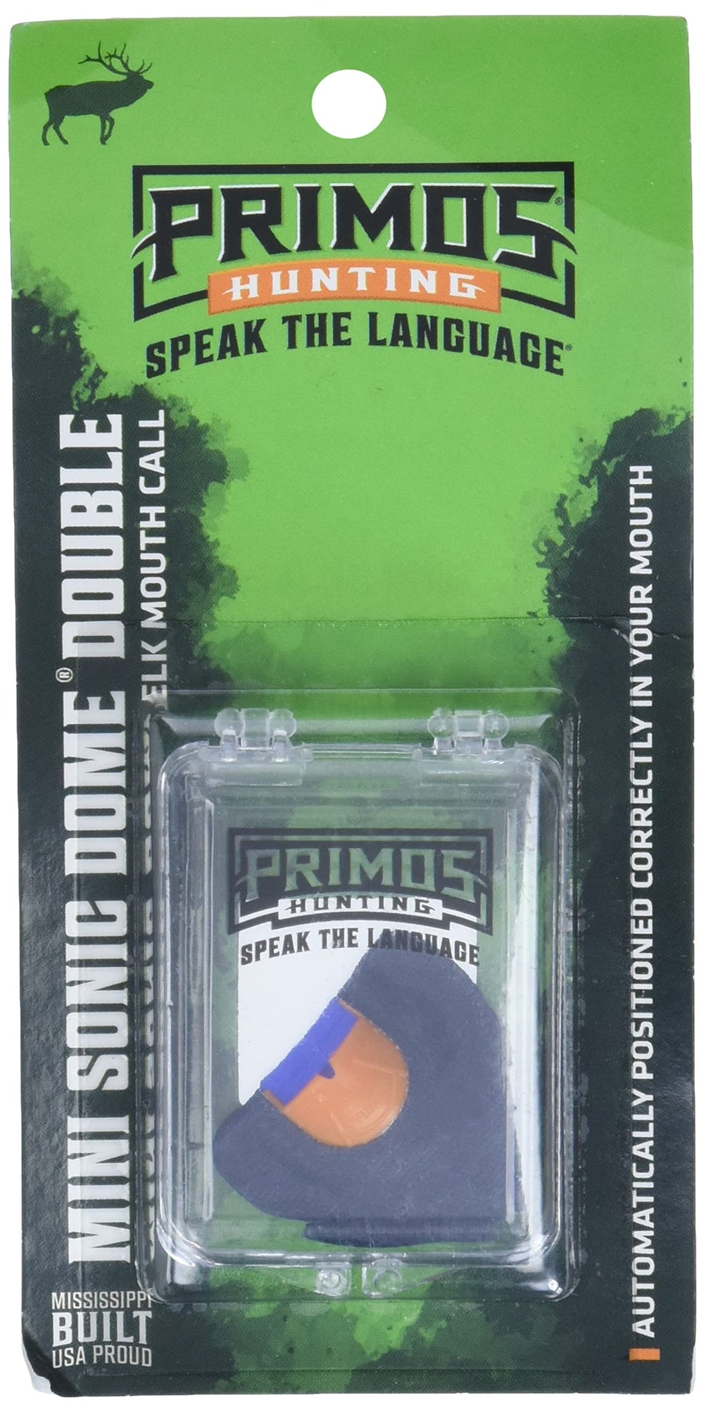 Primos Mini Sonic Dome estrus cow call close-up reveals dual-reed output for authentic tones
