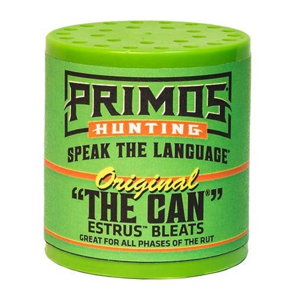 PRIMOS Original Can Deer Estrus Bleat Call green front view may attract bucks during pre-rut