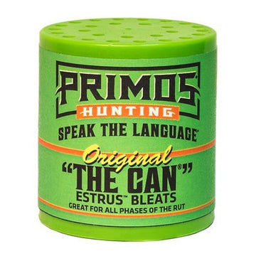 PRIMOS Original Can Deer Estrus Bleat Call green front view may attract bucks during pre-rut