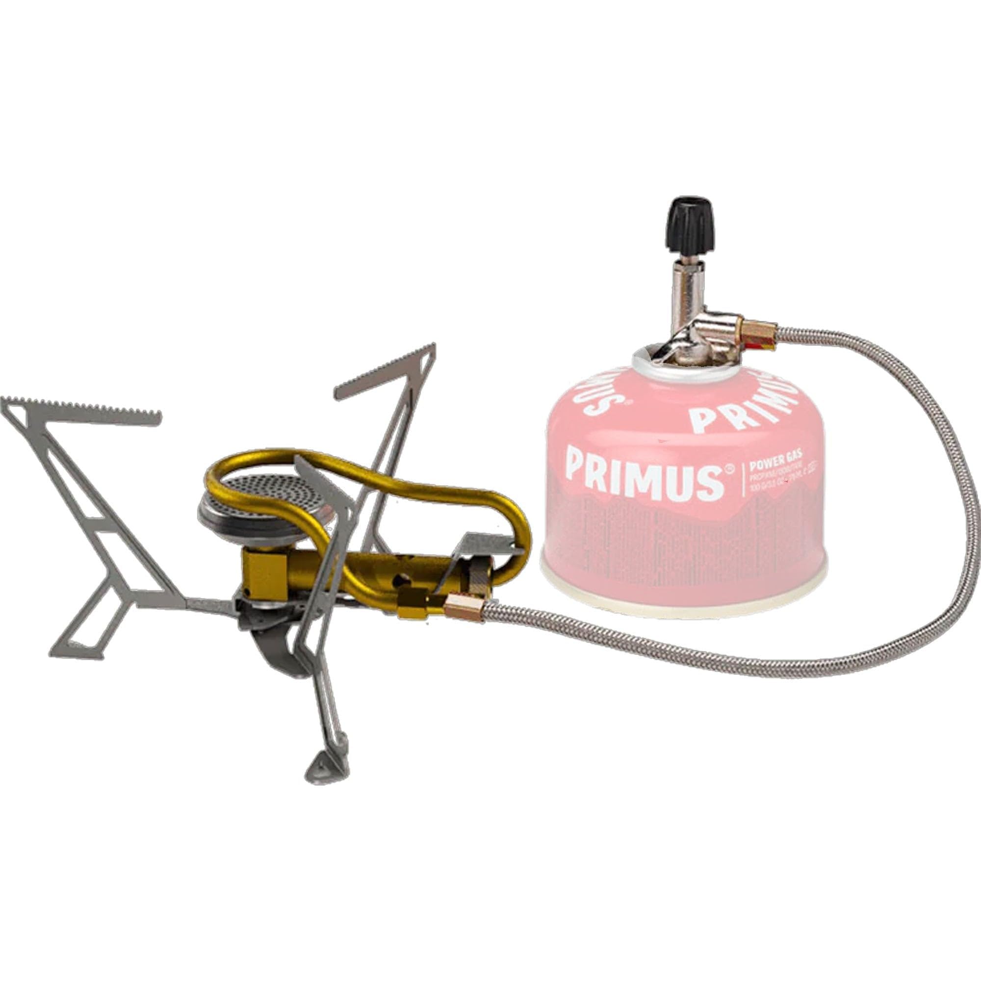 Primus Express Spider II stove on campsite, offering portable, efficient outdoor cooking.
