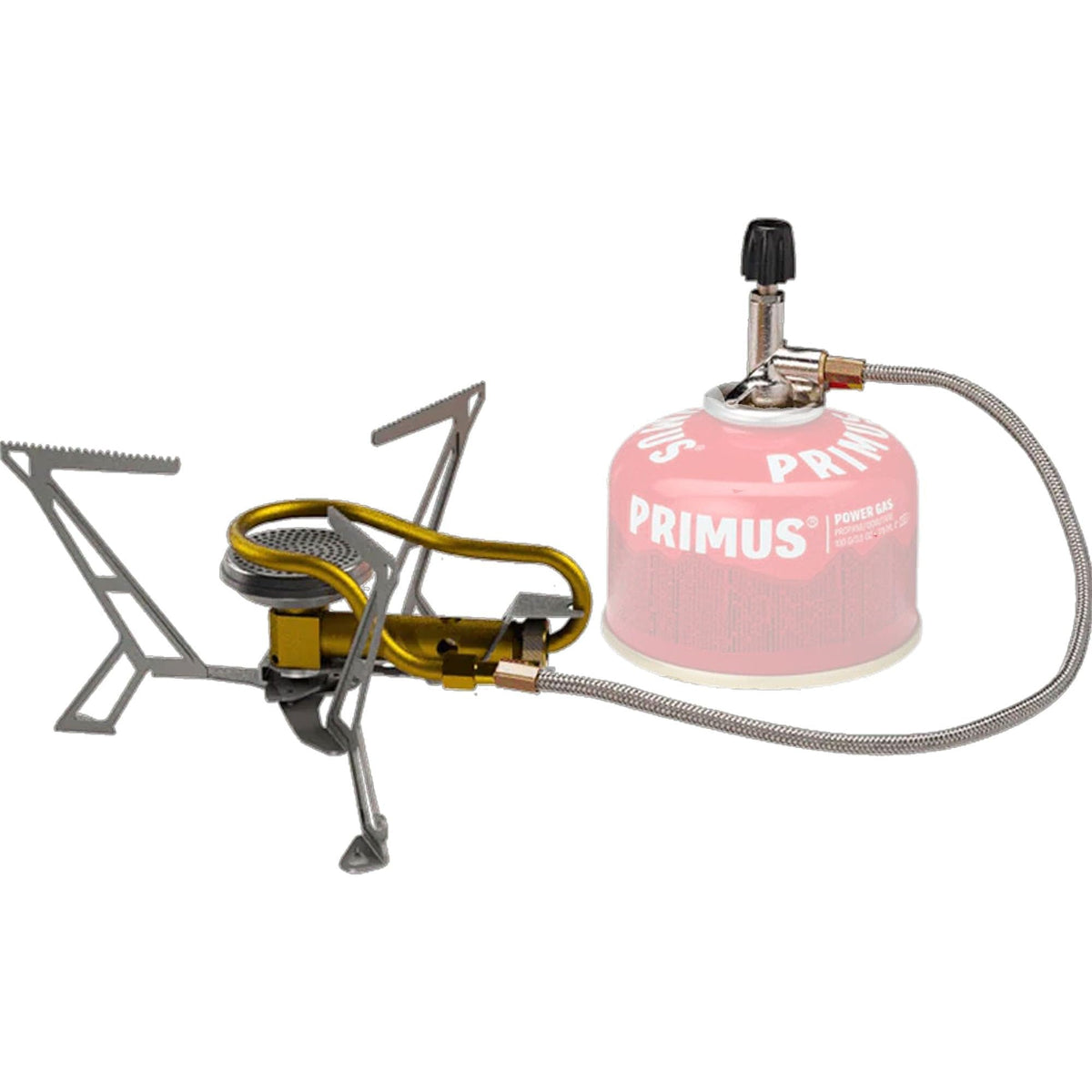 Primus Express Spider II stove on campsite, offering portable, efficient outdoor cooking.