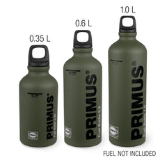 Primus fuel bottle 600ml green, in-pack display, compact and lightweight for backpackers