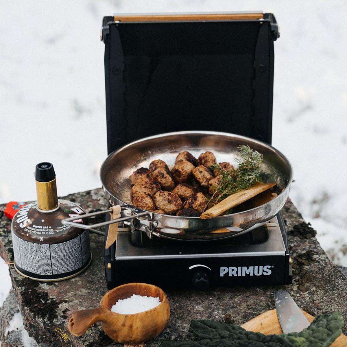 Primus Moja Compact stove packed in compact form for easy carrying.