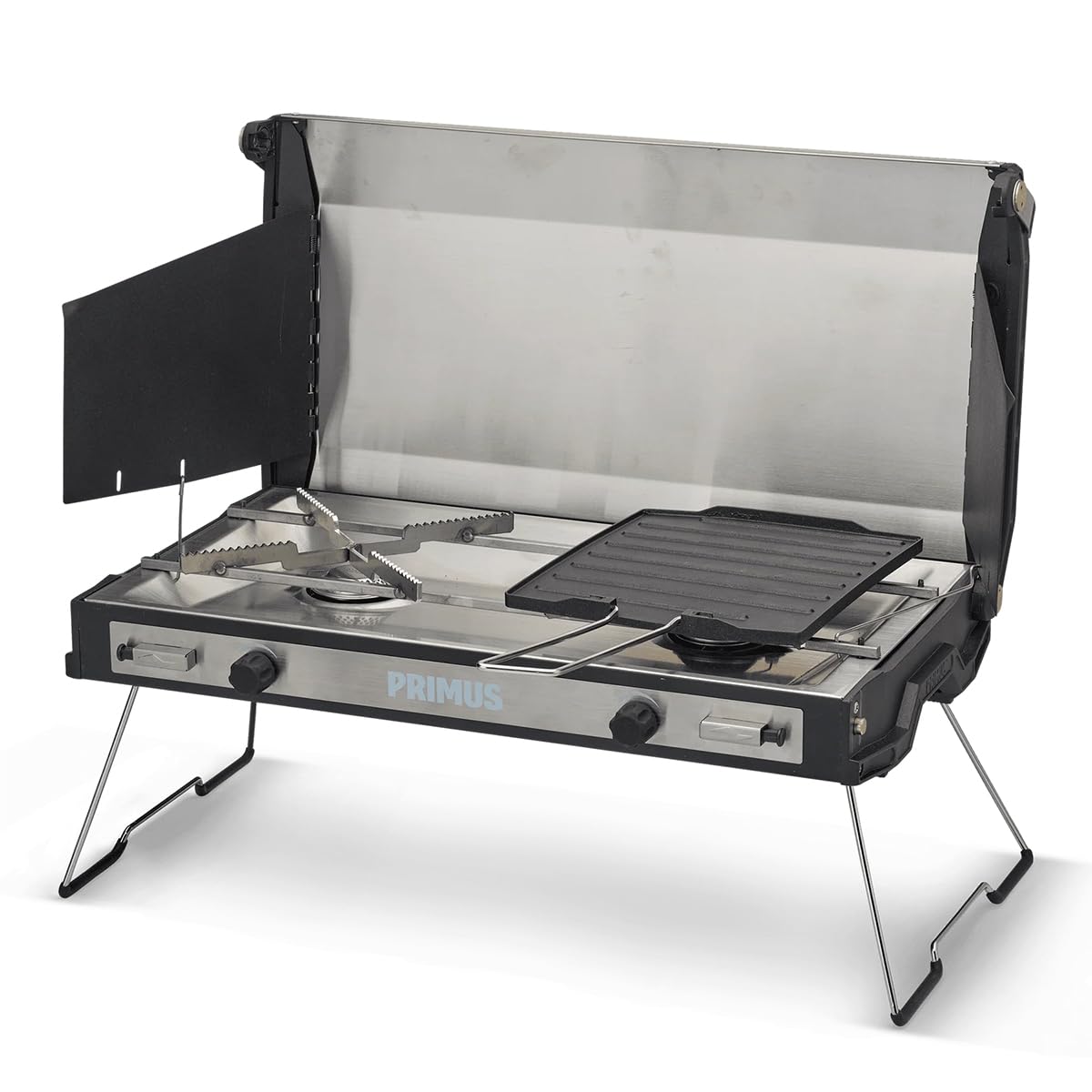 Primus Tupike two-burner stove for versatile outdoor family meals.