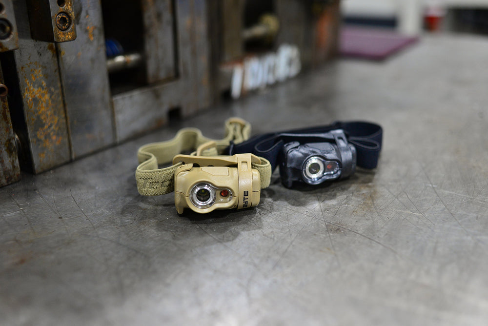 Princeton Tec Byte Tactical headlamp red beam preserves night vision for outdoor use.