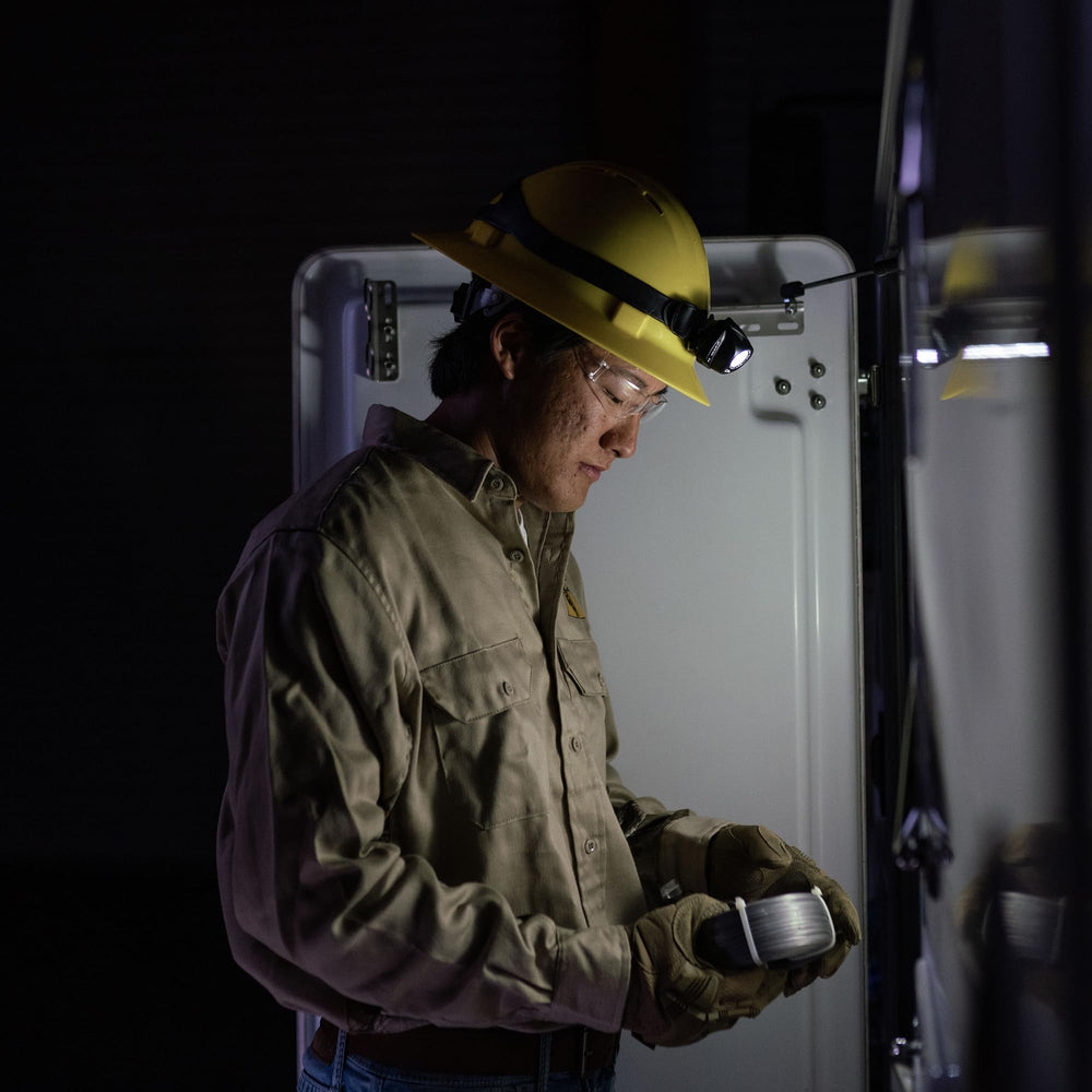 Compact, rugged design of the EOS II headlamp for hands-free use.