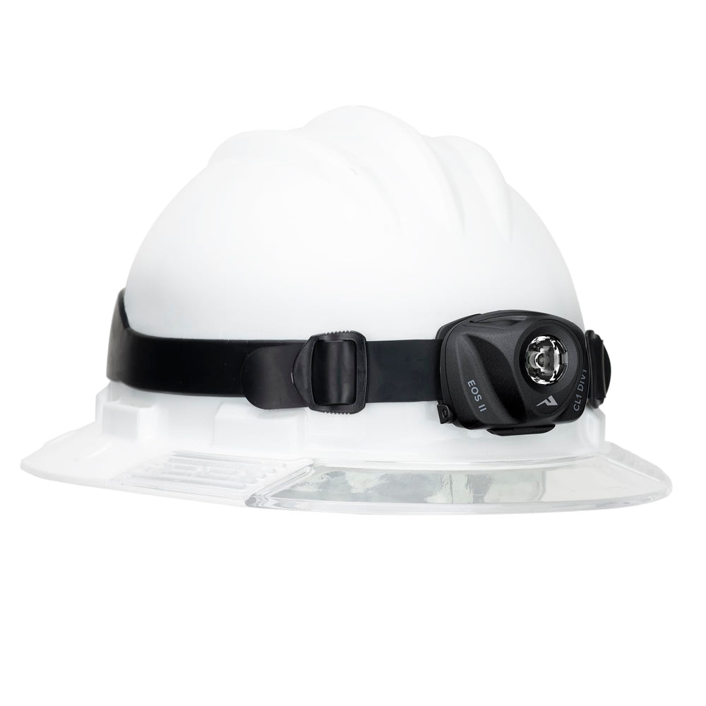 Princeton Tec EOS II headlamp with focused narrow beam for distant visibility.
