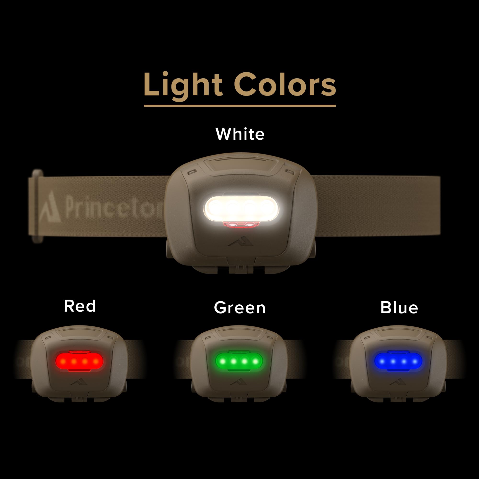 Princeton Tec Quad headlamp side angle, lightweight build for long outdoor sessions.