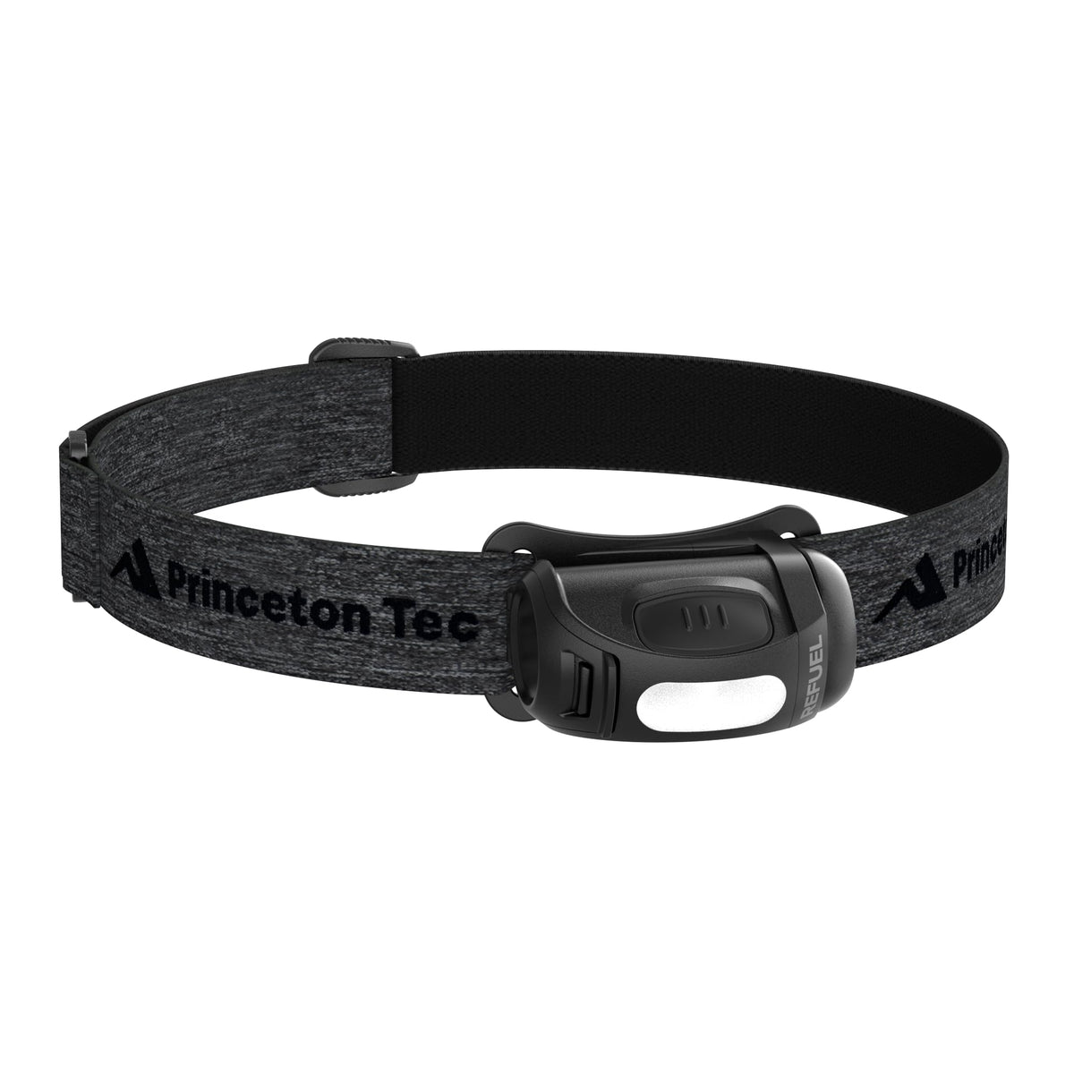 Princeton Tec Refuel 300 headlamp worn on head for hands-free camping lighting.
