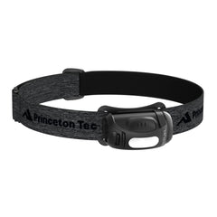 Princeton Tec Refuel 300 headlamp worn on head for hands-free camping lighting.