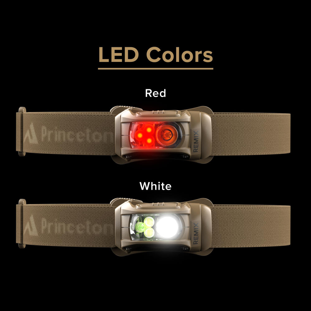 Princeton Tec Remix five-mode button demonstrates Spot and Red lighting options.
