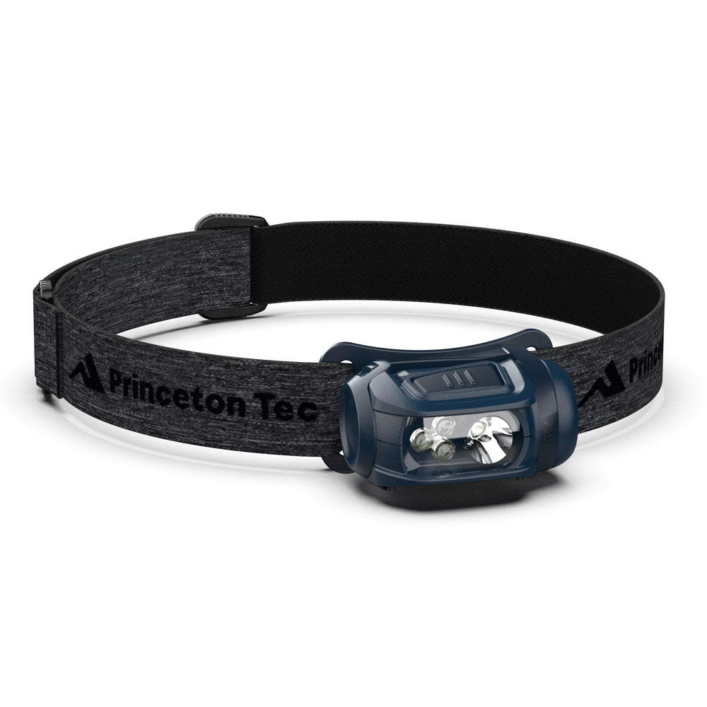 Princeton Tec Remix headlamp spot beam highlights long-range visibility for outdoor adventures.