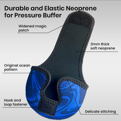 Water-resistant neoprene reel cover demonstrating protective material