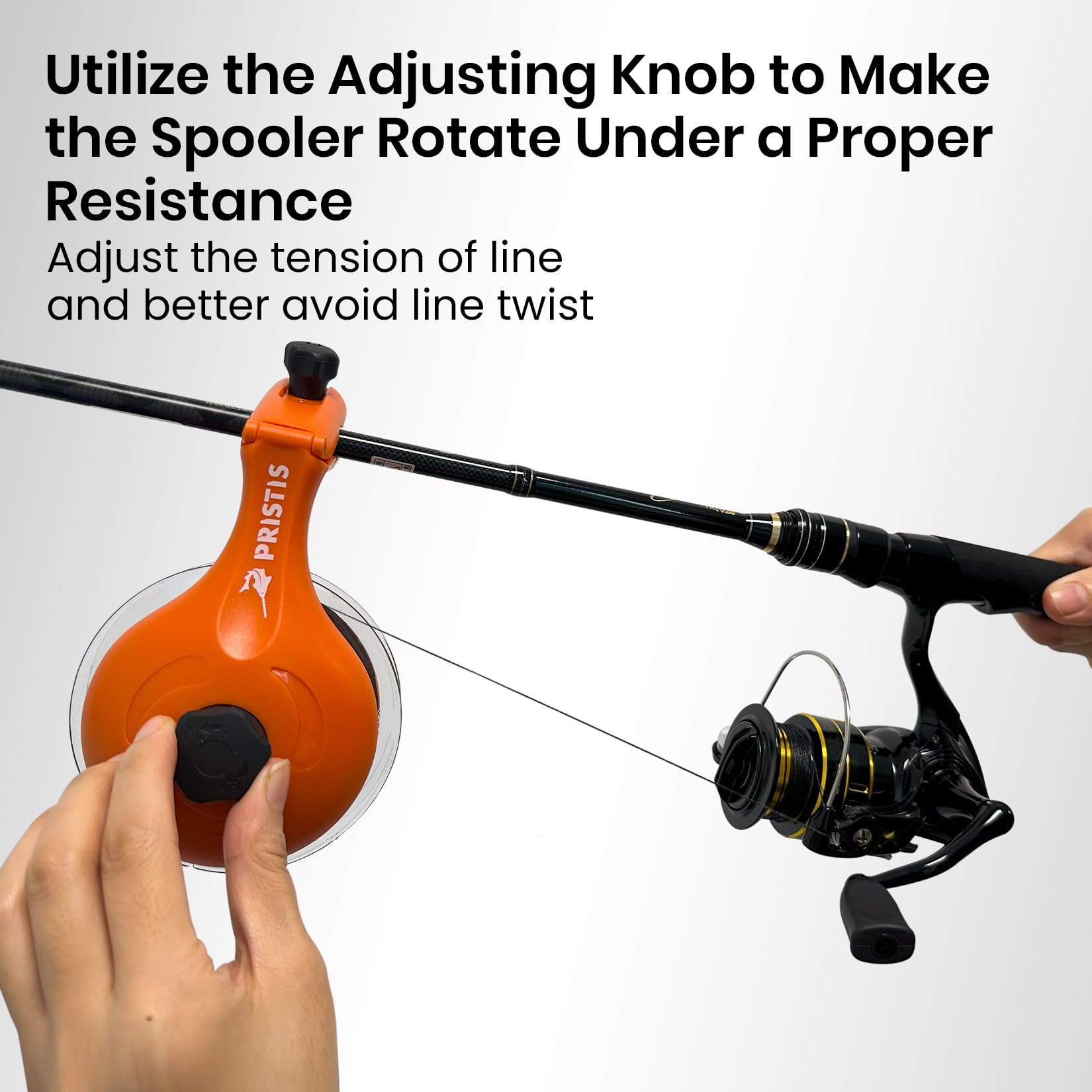 Spooler setup for baitcasting and spinning reels in use