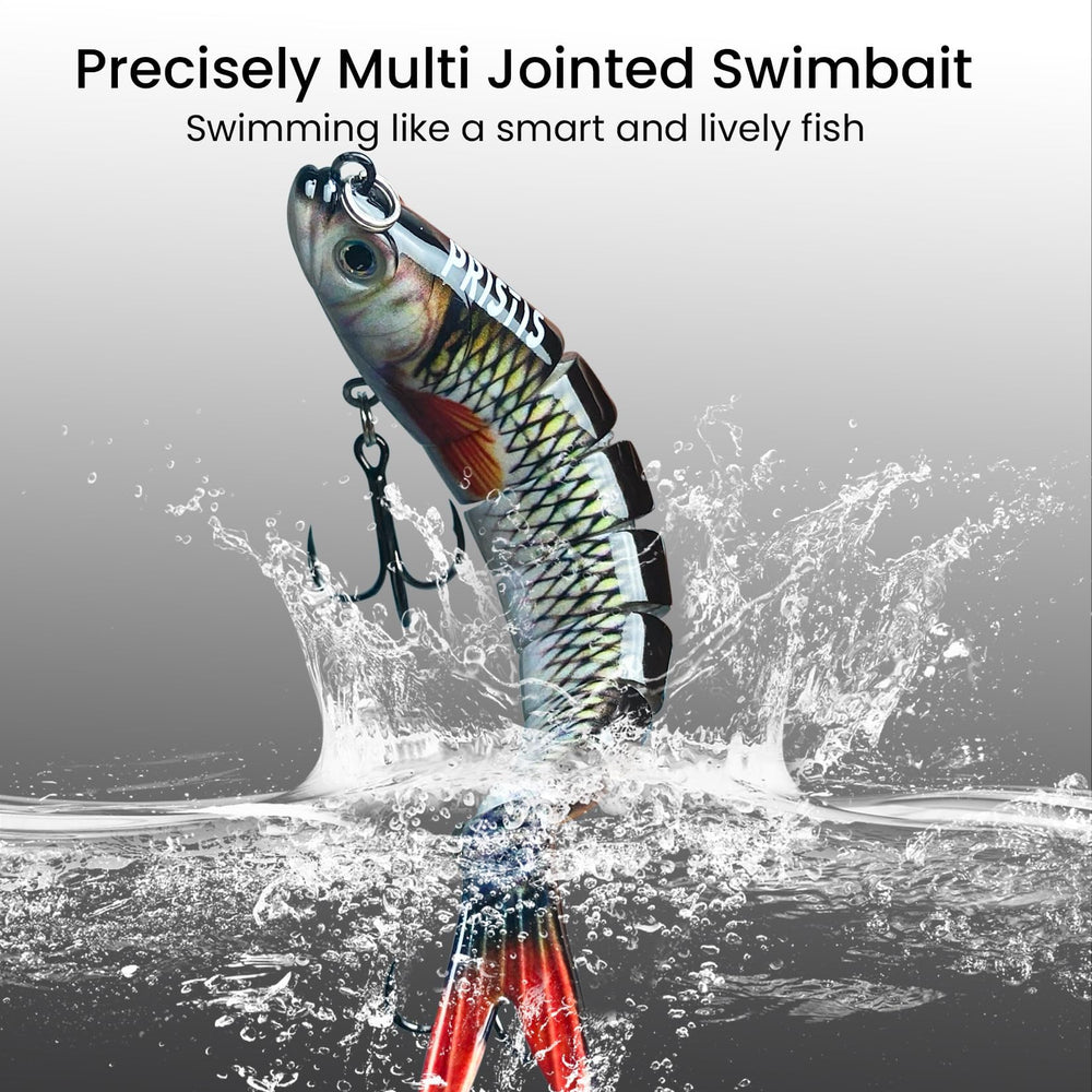 Close-up of fish-like 8-segment body showing dynamic S-shape swim action