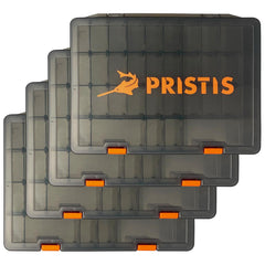Pristis tackle trays lid-open show organized compartments for quick gear access.