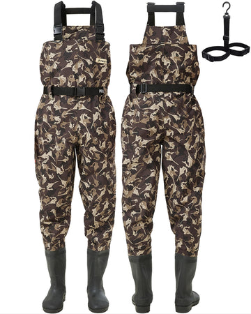 Pristis Taslan waders bootfoot setup showing reinforced boot for durability.